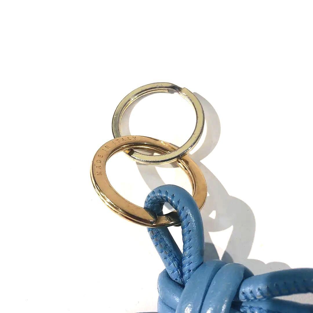 s1566 BOTTEGA VENETA 青 レザー キーリング 男女兼用