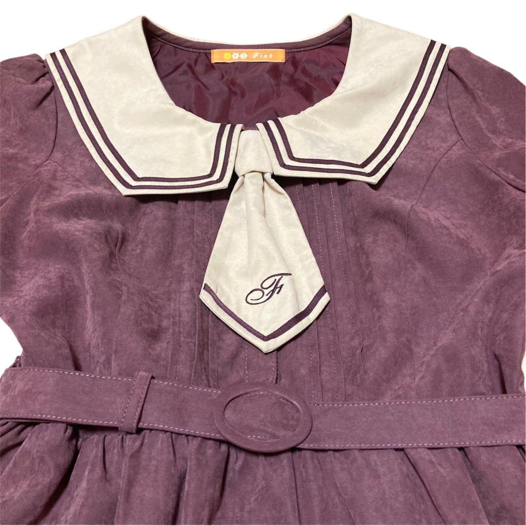 ダブルライン長袖セーラーワンピース/フィント/ガーリー/ロリィタ/アンクルージュ