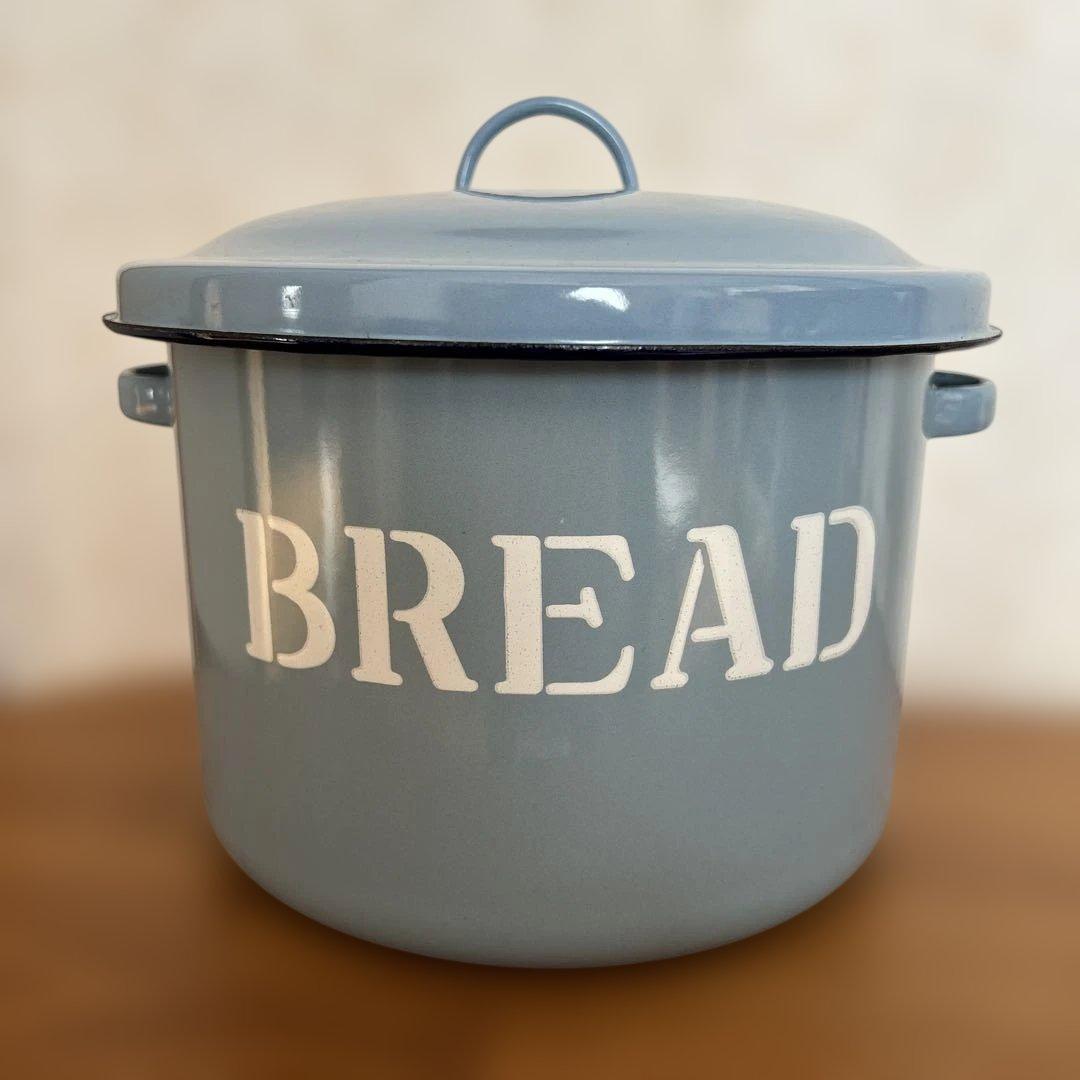 ホーローキャニスター セットBREAD FLOUR COOKIEアンティーク水色