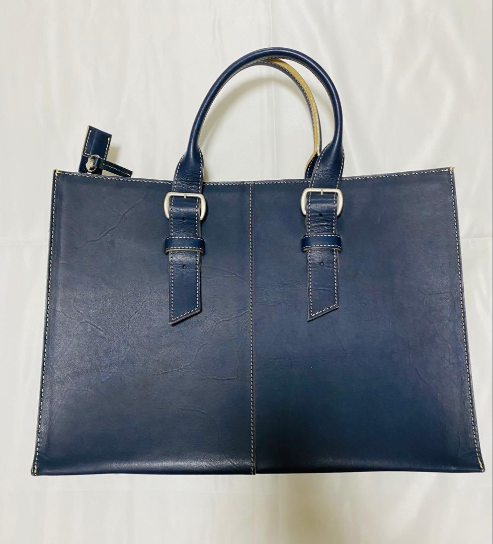 ヒ*ロ様 TRION トライオン A4対応 ビジネストート ネイビー レザートー