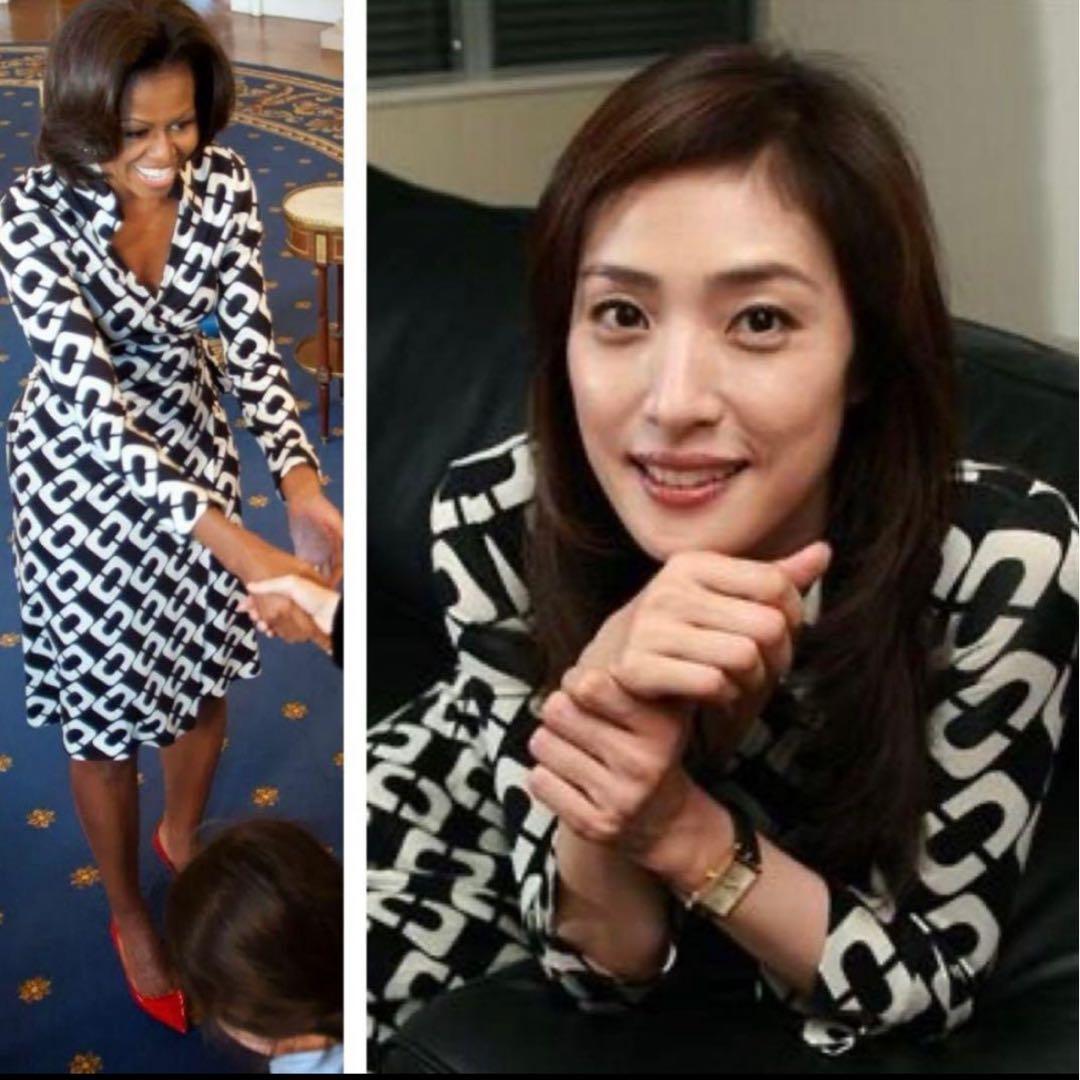 【美品】DIANE von FURSTENBERG ラップワンピース チェーン柄