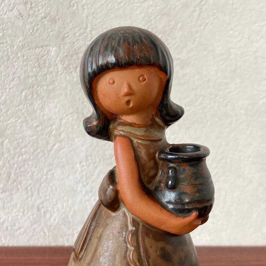 フラワーガール　陶器　置物　スウェーデン　北欧　ヴィンテージ