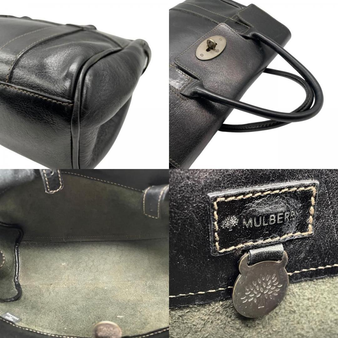 美品 MULBERRY マルベリー ベイズウォーター 黒 レザー ターンロック