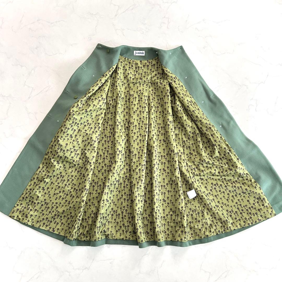 美品 ホコモモラ ウールノーカラーコート 緑 グリーン 大きいサイズ 42 近年