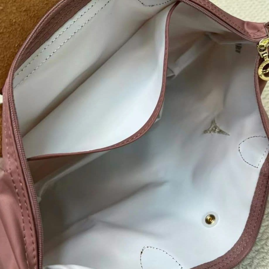 LONGCHAMP ピンク ハンドバッグ エッフェル塔刺繍