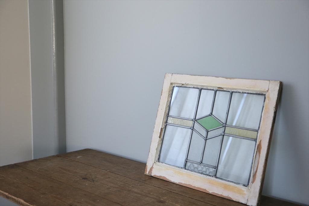 英国アンティークステンドグラス窓枠/ガラスウィンドウ/建具(84-212-6)