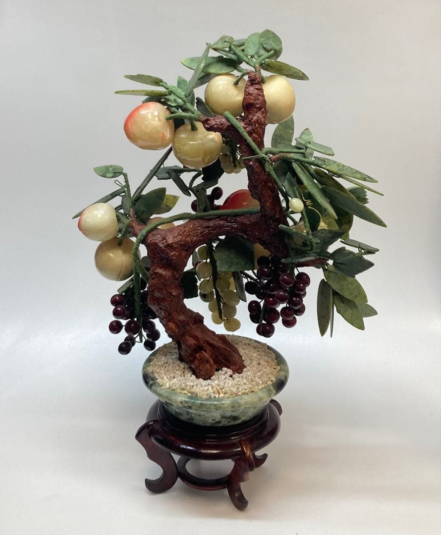 中国美術　天然石　玉石盆栽