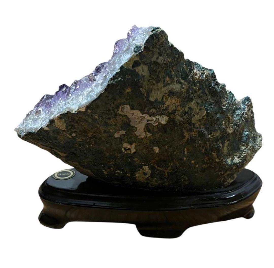 天然石 アメジスト クラスター 金鉱石入り 台座付き