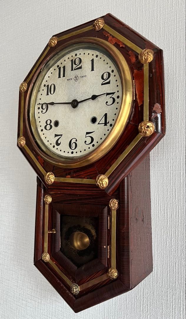 SEIKO SHA精工舎ハ角型振り子時計ゼンマイ掛け時計柱時計ボンボン時計古時計