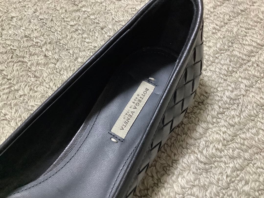 ボッテガ・ヴェネタ 編み込みフラットシューズ 黒36,5