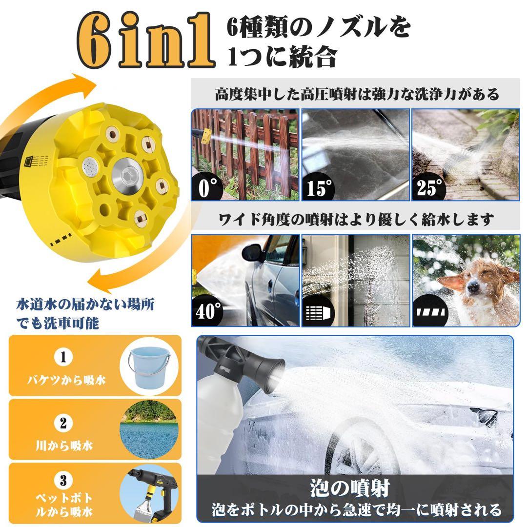 高圧洗浄機 コードレス 充電式 20000mAhバッテリー２個 LED残量表示