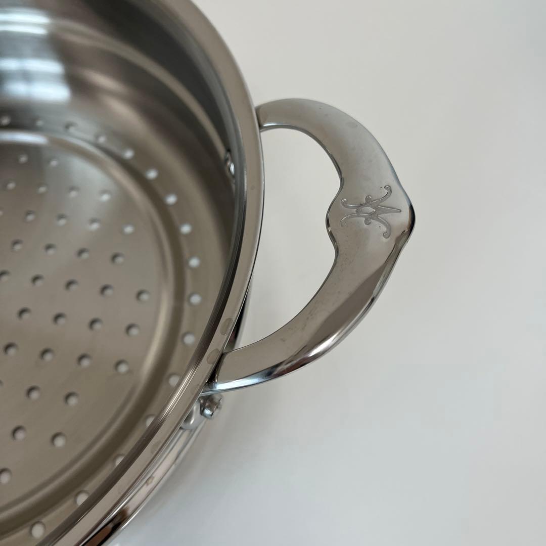 Hestan ステンレススチール マスターパン　２４㎝　スチーマー付き