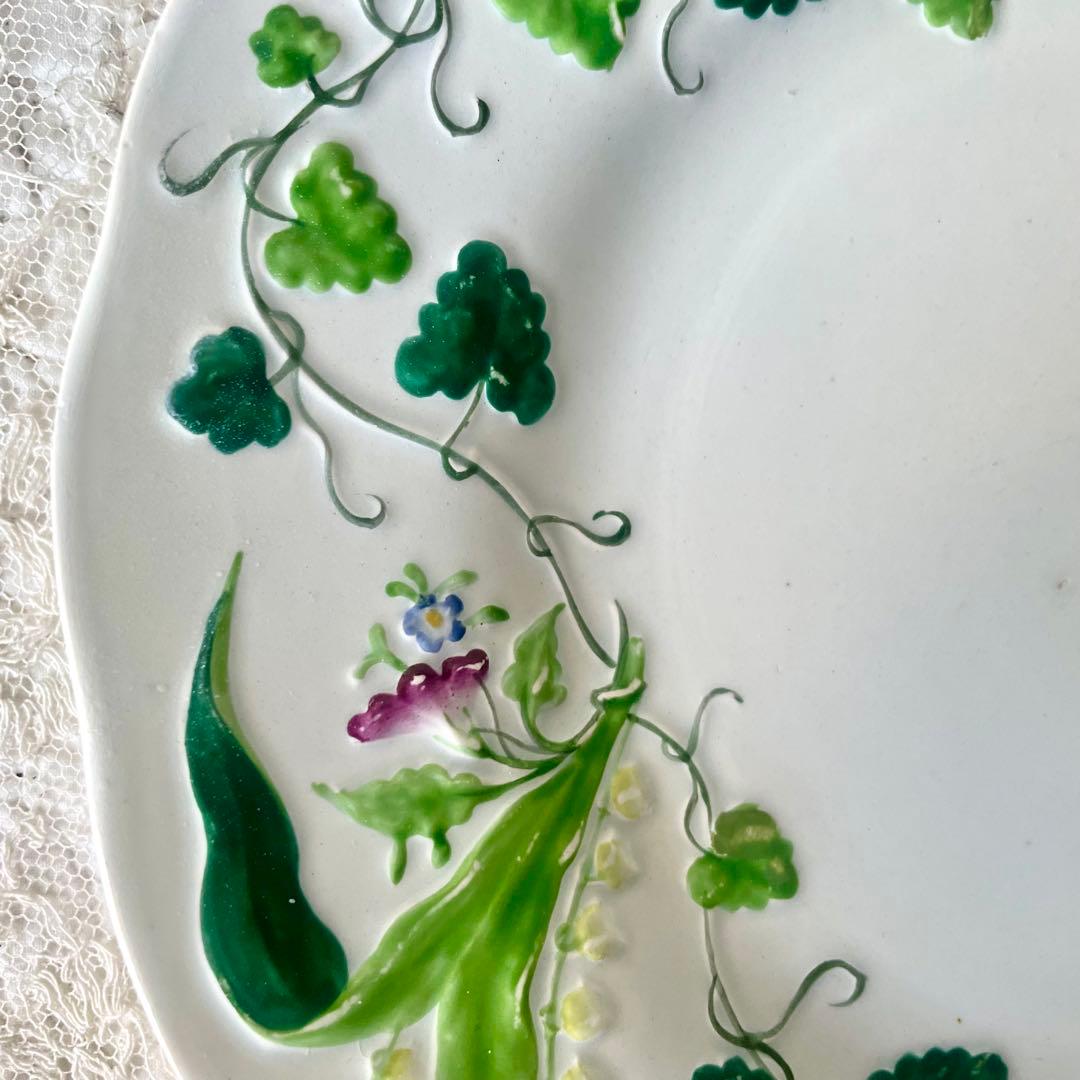 クレイユモントローFlora MuguetすずらんプレートBフランスアンティーク