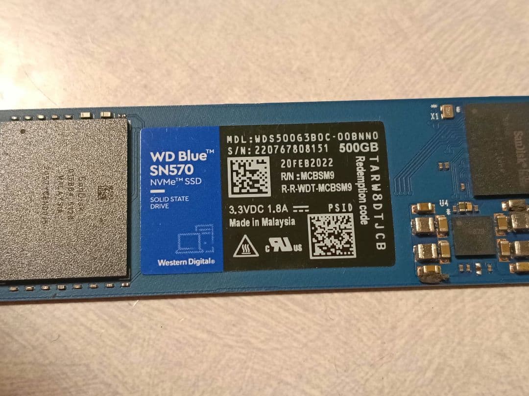 【値下げ】WD Blue SN570 500GB NVMe M.2 SSD
