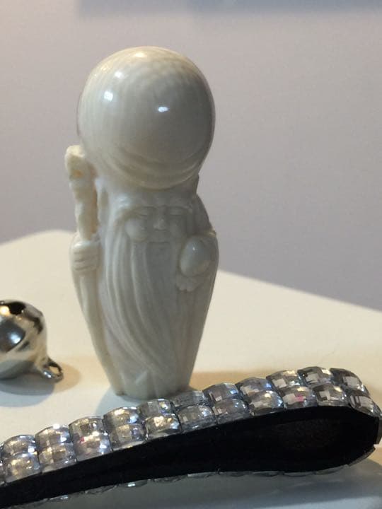 縁起物 天然物 七福神 寿老人 ストラップ