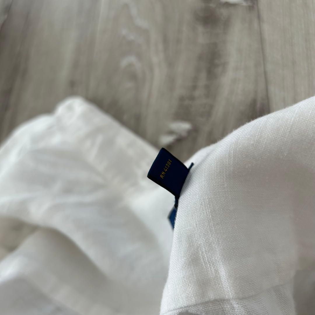 ラルフローレン 長袖 リネンシャツ 白 XS ボタンダウン ポニー刺繍