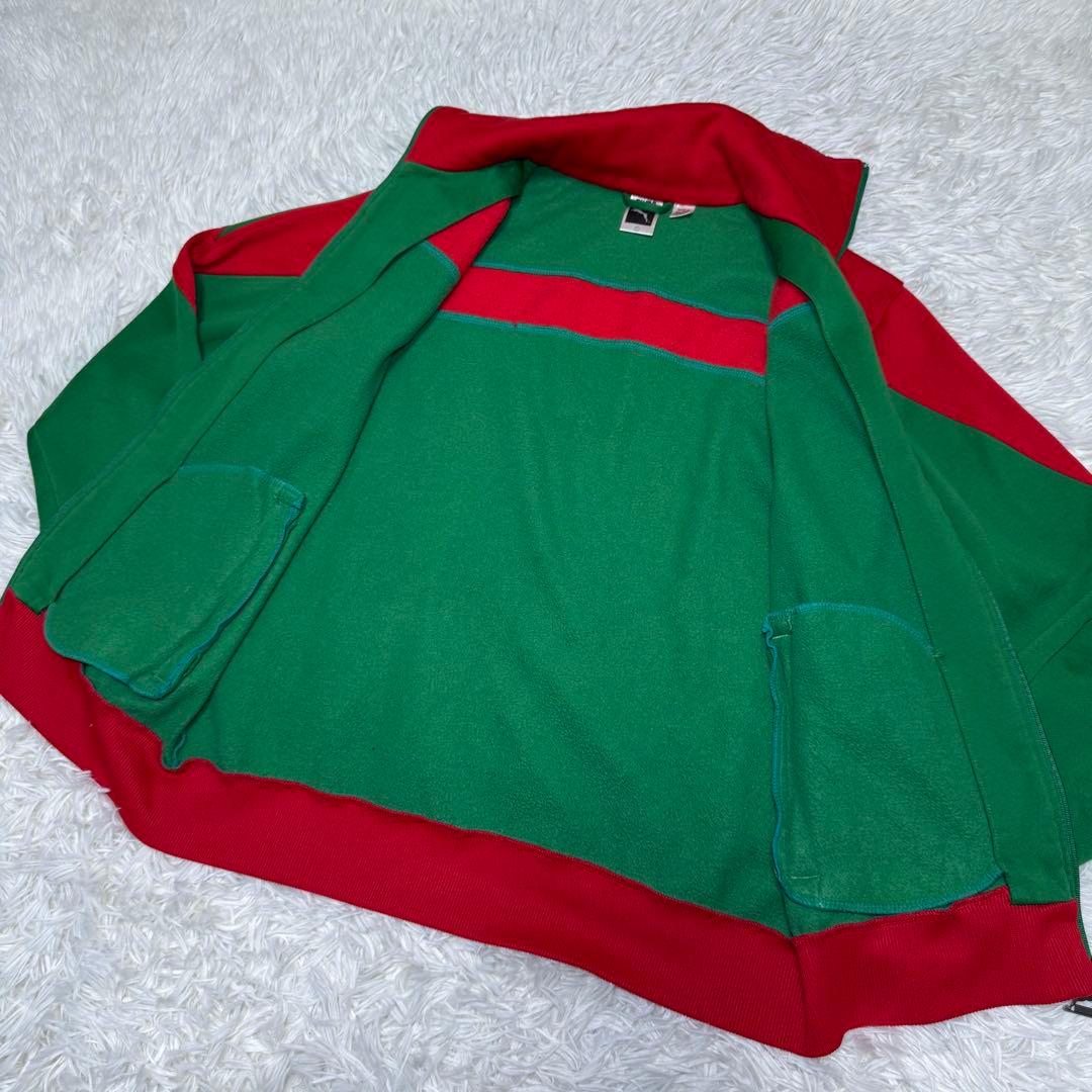 ☆【希少・美品】PUMA トラックジャケット グリーン×レッド L 刺繍ロゴ☆