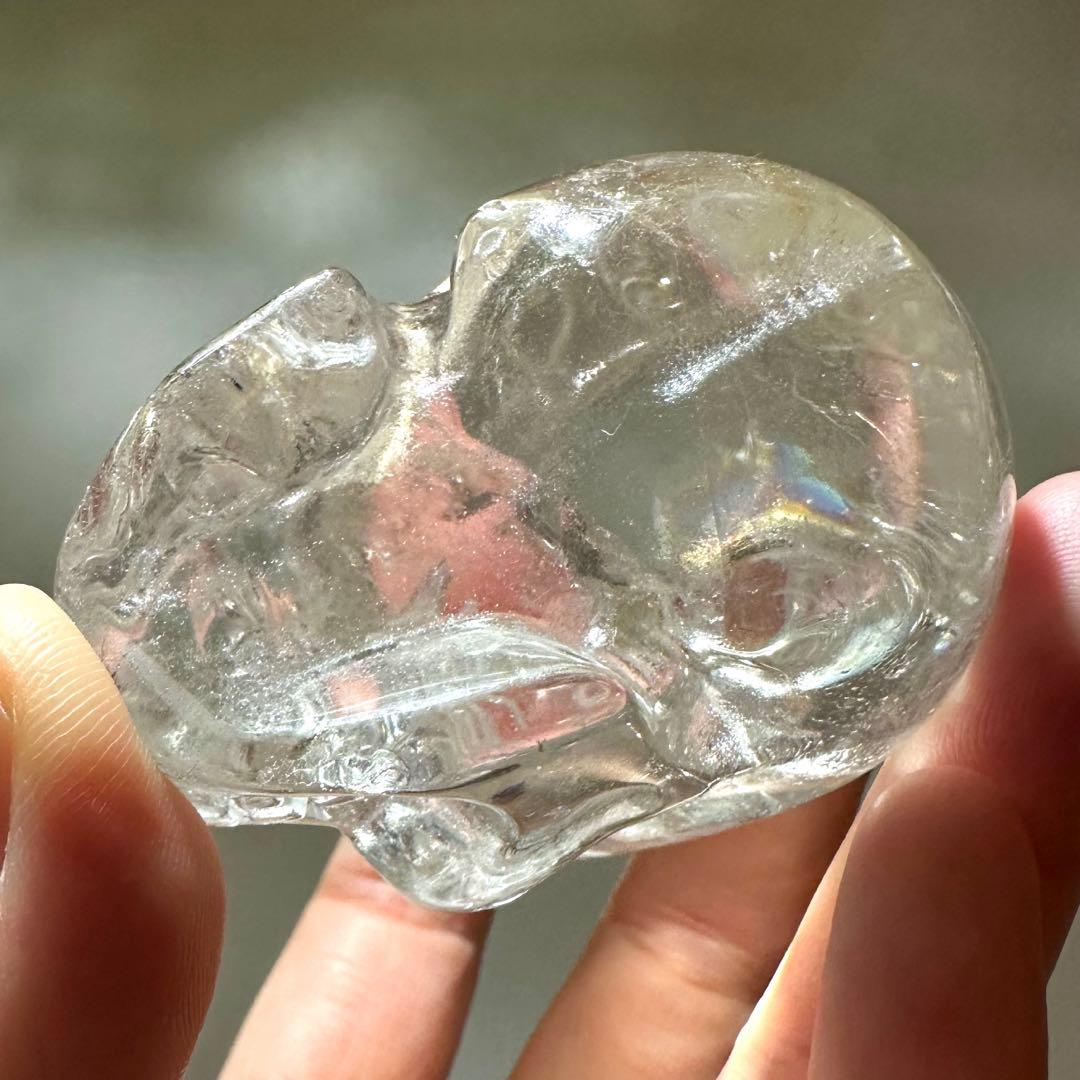 スカル　クリスタル　虹　クリアクォーツ　アイリス　水晶　163.6g 天然石