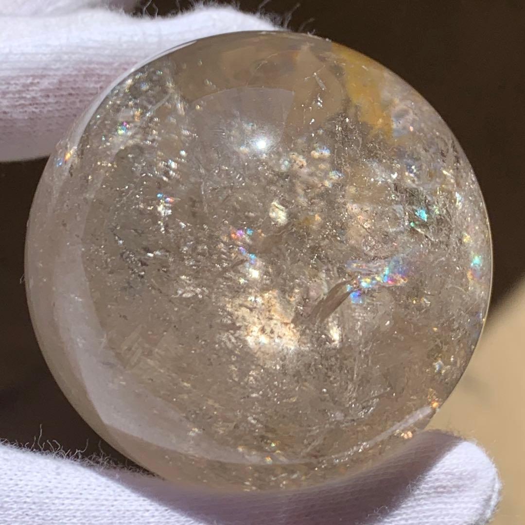 ライトスモーキークォーツ　スフィア　リモナイトイン　ブラジル産　天然石