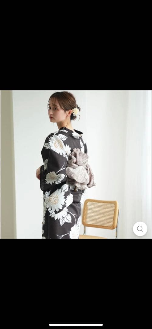 超美品　utatane ウタタネ 浴衣3点セット 焦げ茶に向日葵