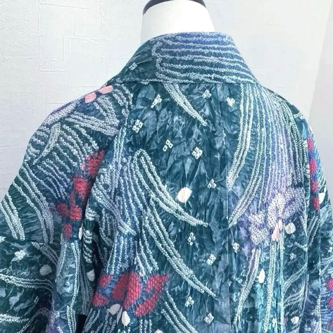 Pearlさま専用 有松絞り浴衣・有松鳴海絞り浴衣　燻んだグリーン　No7-22