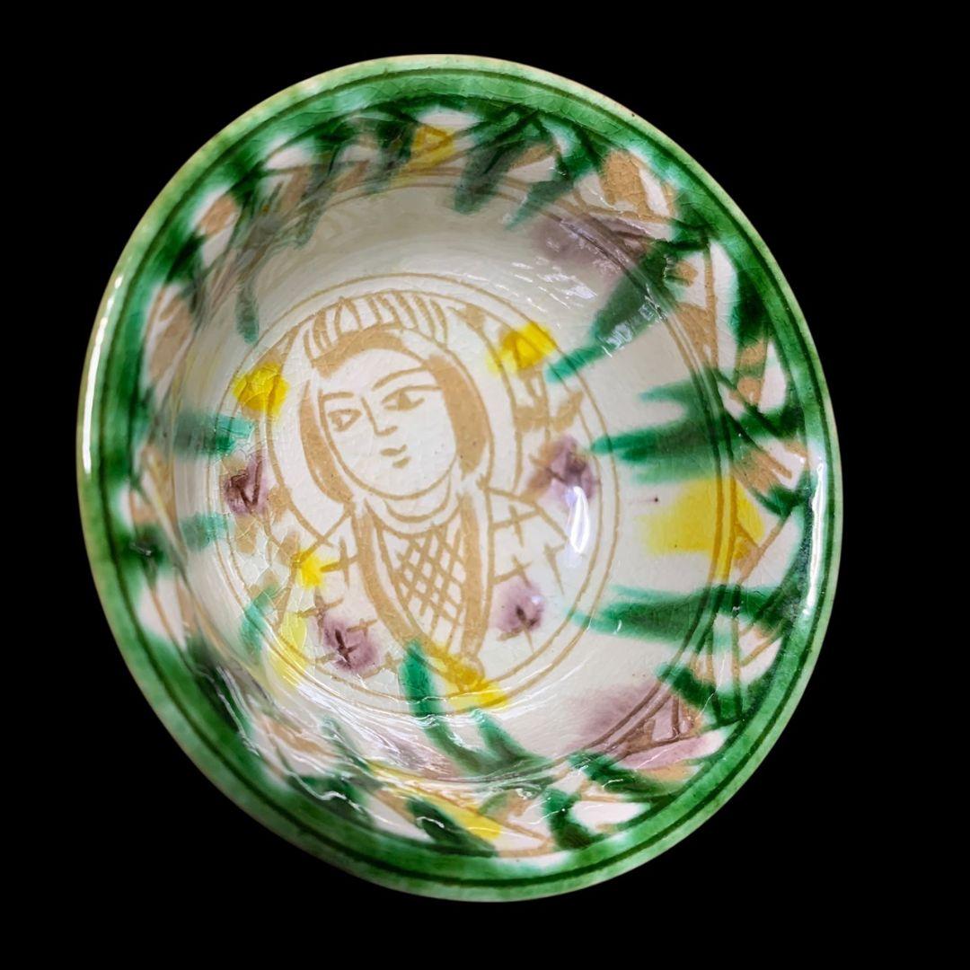 人間国宝 加藤卓男 ペルシア三彩胡姫文酒杯 酒器 共箱 栞 ぐい呑