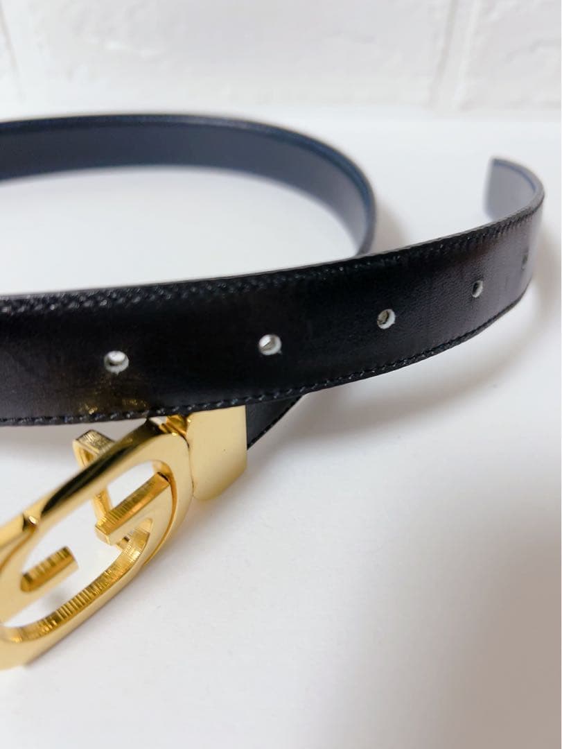 グッチ　GUCCI ベルト　ブラック　GGロゴ　バックル