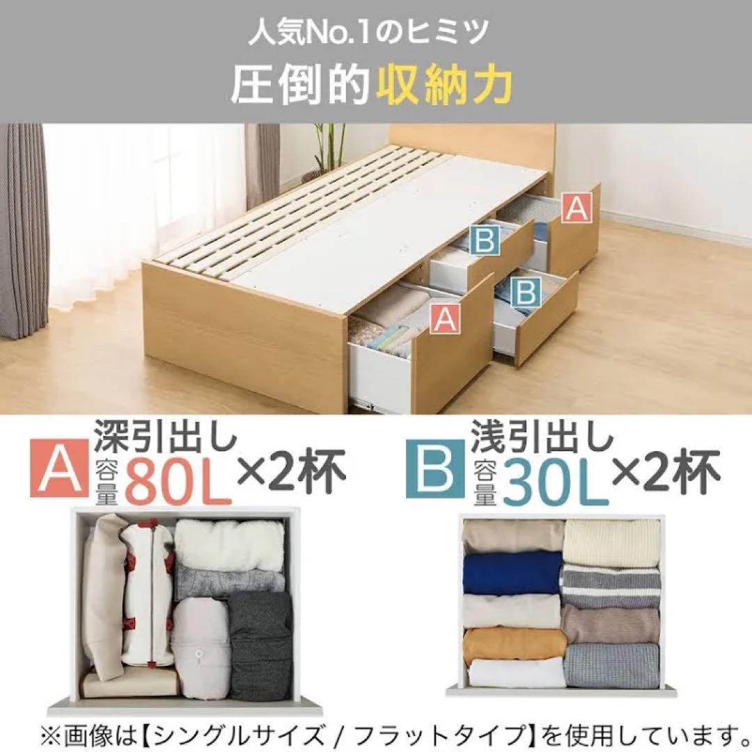 ニトリ　木製シングルベッド コイルマットレス　引き出し　ライト　電源　付き