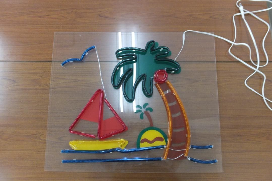 ネオン管（本物）ヨットとヤシの木