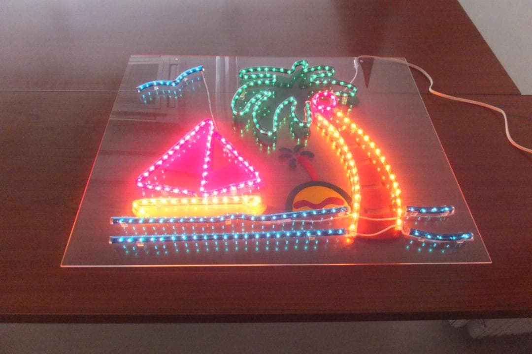 ネオン管（本物）ヨットとヤシの木