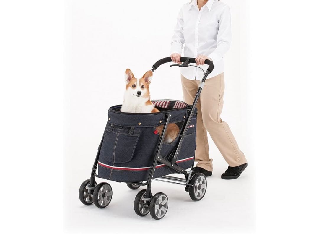 デニム風ペットバギー/犬用キャリー