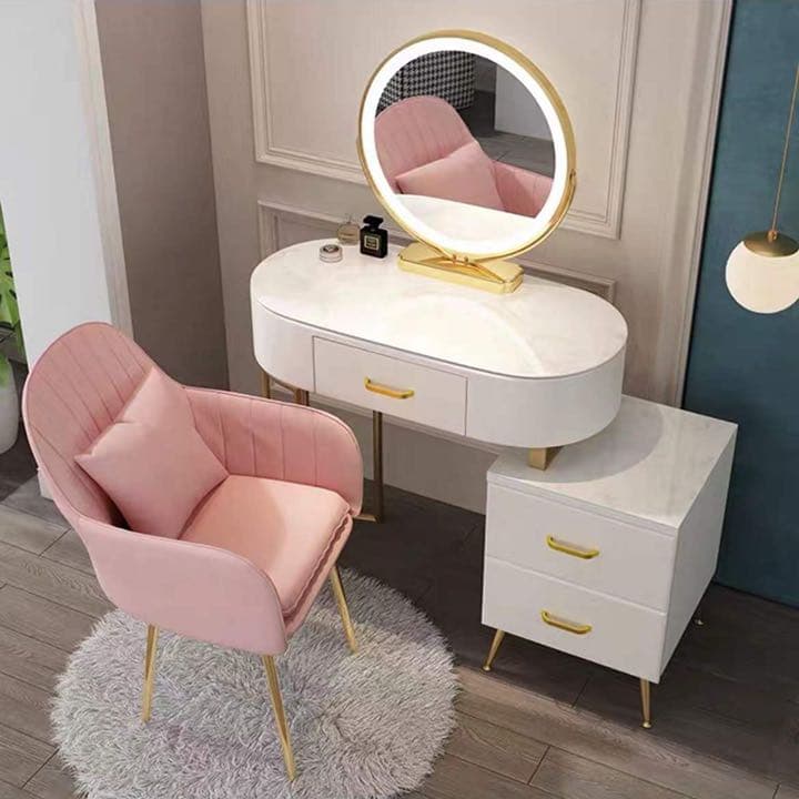 ドレッサー 北欧風 ガラス天板　80cm