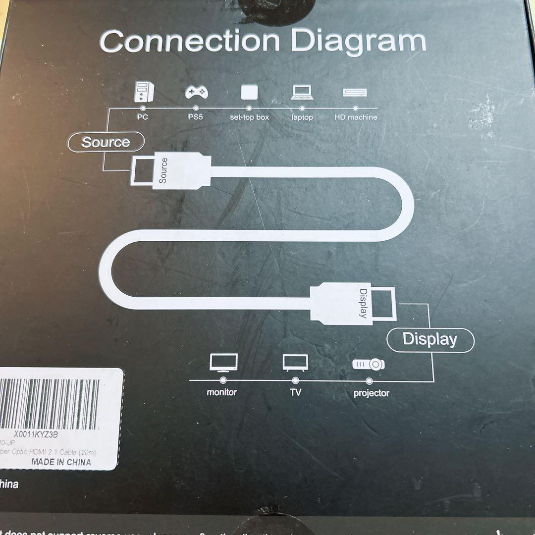 8K光ファイバーHDMIケーブル 20m HDMI 2.1ケーブル　未使用品