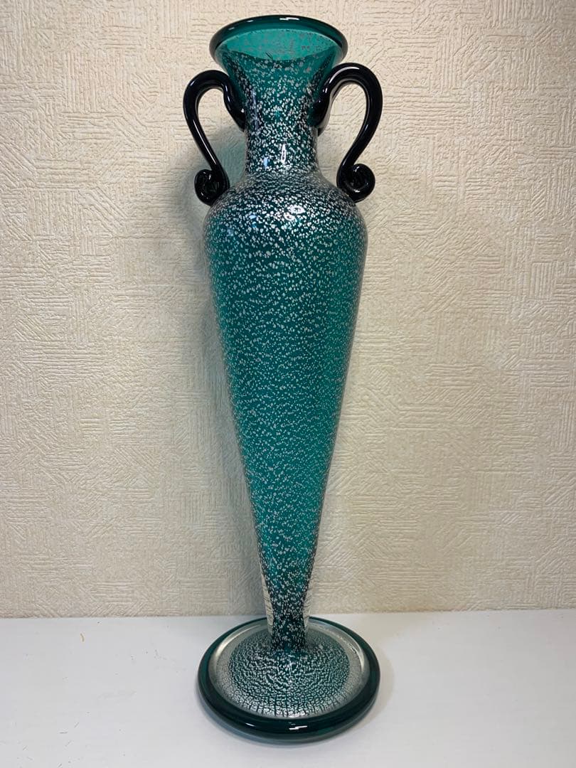 岩田久利 清雅 アートガラス ガラス花器 フラワーベース 年代物