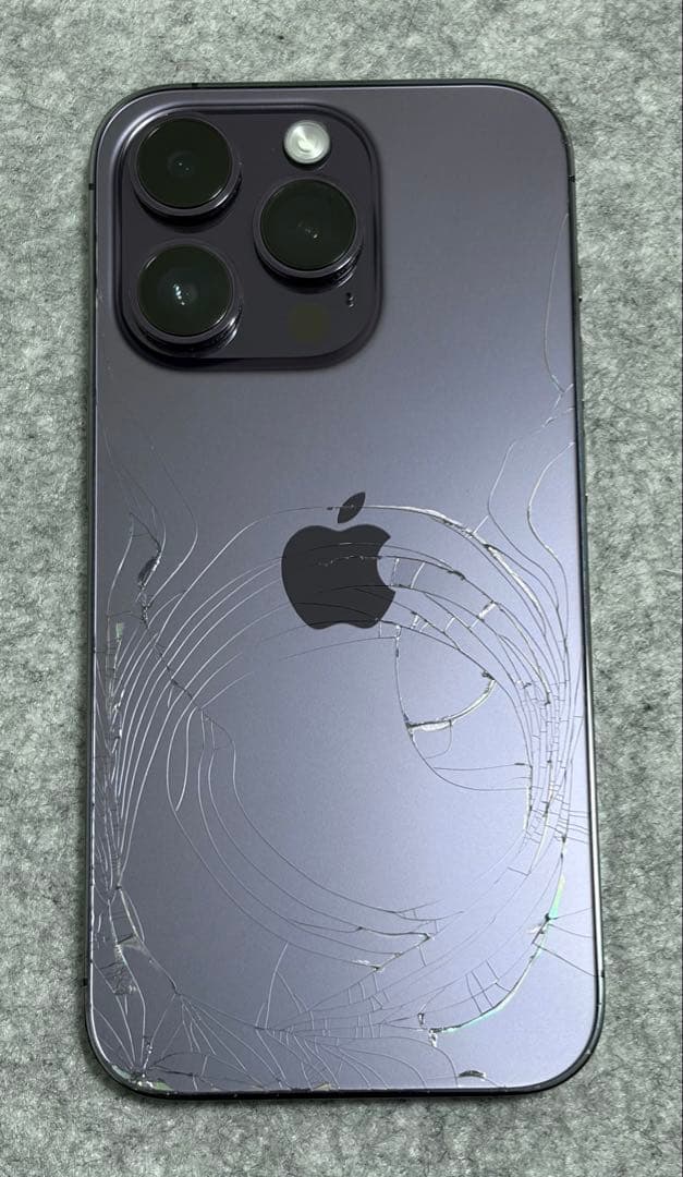 iPhone 14 Pro 128GB ディープパープル 背面割れ SIMフリー