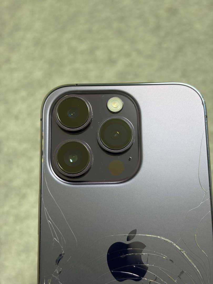 iPhone 14 Pro 128GB ディープパープル 背面割れ SIMフリー