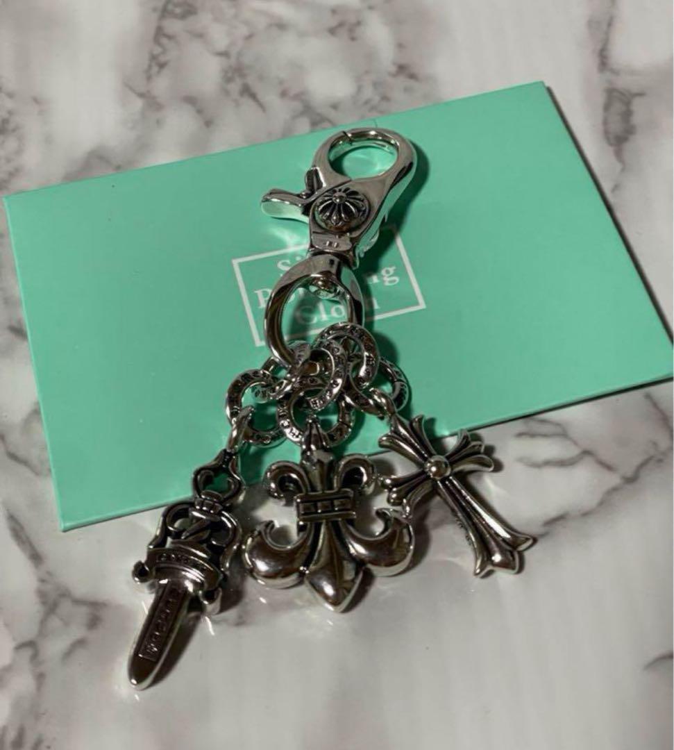 お見逃しなく✌️重厚感抜群 シルバー925 王道 クロス キーホルダー キーフック