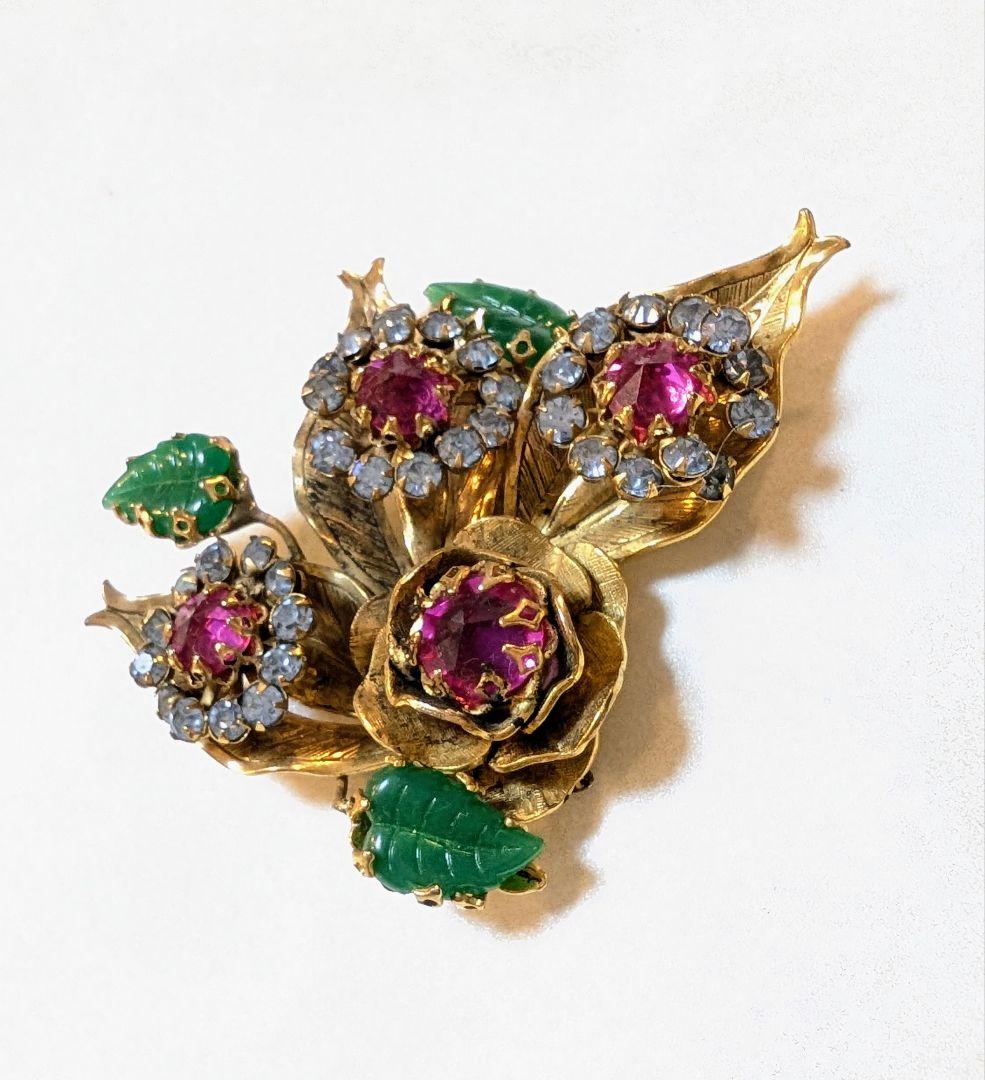 No.0334 シュライナー　 ピンク＆アクアブルー　ブローチ