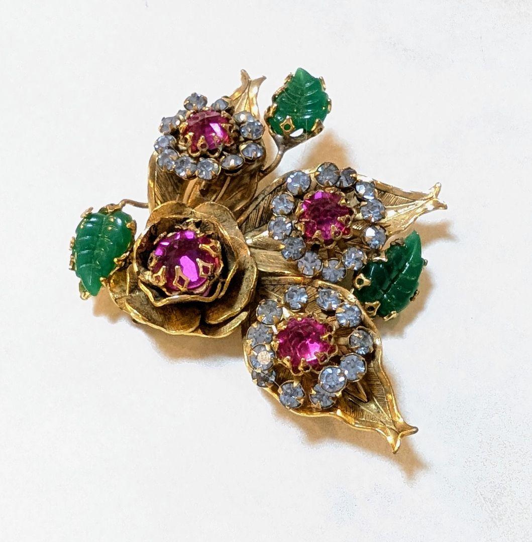 No.0334 シュライナー　 ピンク＆アクアブルー　ブローチ