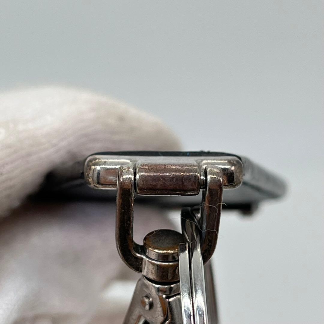 PRADA キーリング キーホルダー トライアングルロゴ サフィアーノレザー 黒