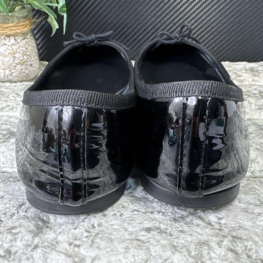 【Repetto】レペット　バレエシューズ　フラット　エナメル　ブラック　36