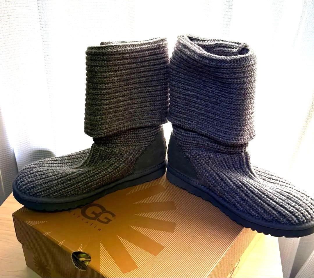 美品　UGG グレー ニットムートンブーツ　25cm