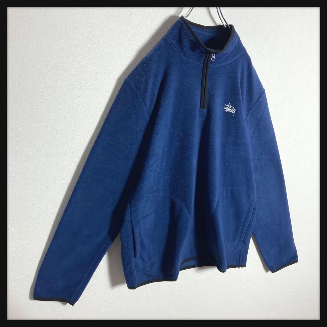 【希少モデル】ステューシー ワンポイント刺繍ロゴ ハーフジップフリース 入手困難