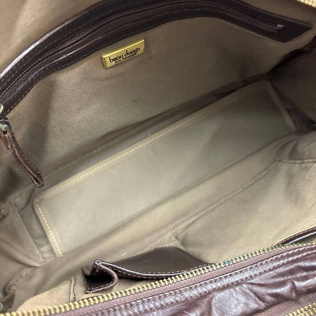 beau dessin ダークブラウン レザー ビジネスバッグ