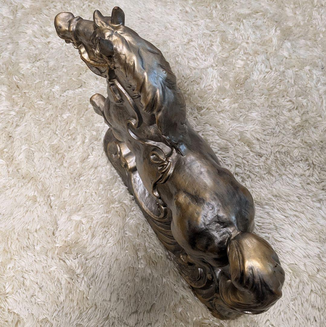 【新品未使用】繁栄招福置物 馬置物 開運 風水 縁起物 陶器 立ち馬 とこなめ焼