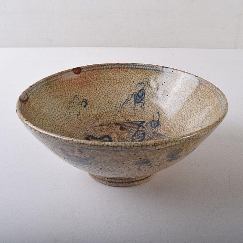 茶道具　瀬戸焼　古瀬戸　染付鳳凰文　平茶碗　鉢　C　R8598H