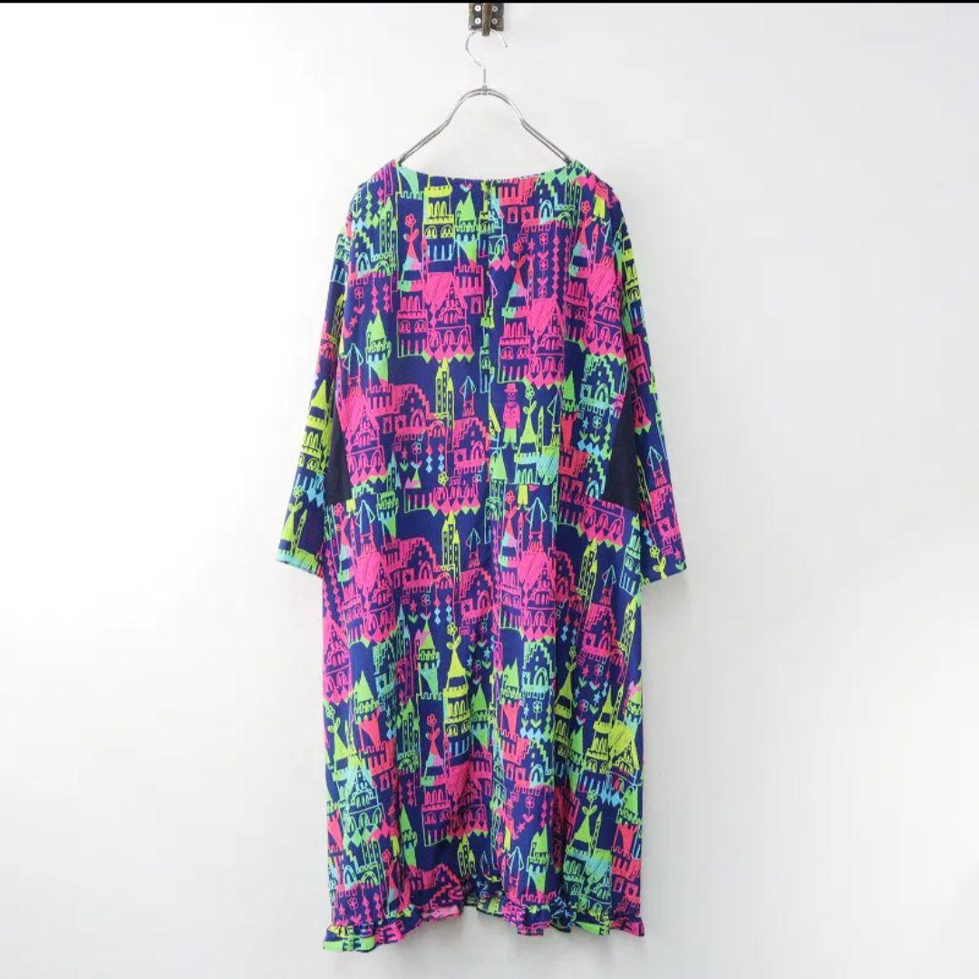 美品 大きいサイズ マンナイン mannineメキシカンプリントワンピース