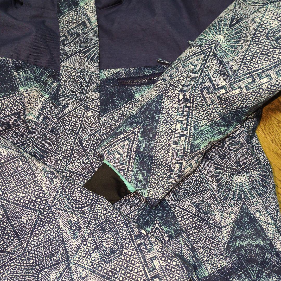 【美品】ROXY　スノボウェア　上下セットアップ　Ｓ　　ブルー　総柄　イエロー