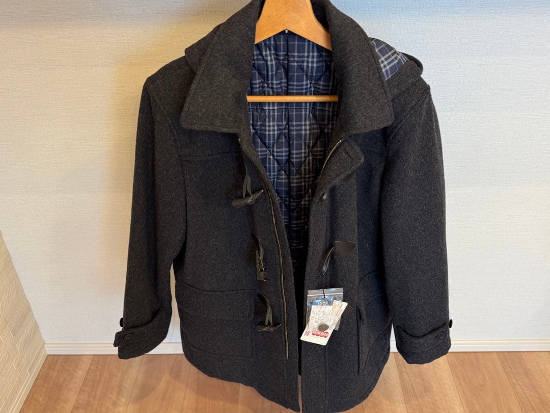 【新品・未使用】CHAPS ダッフルコート ウール混紡　ダークグレー フード付き