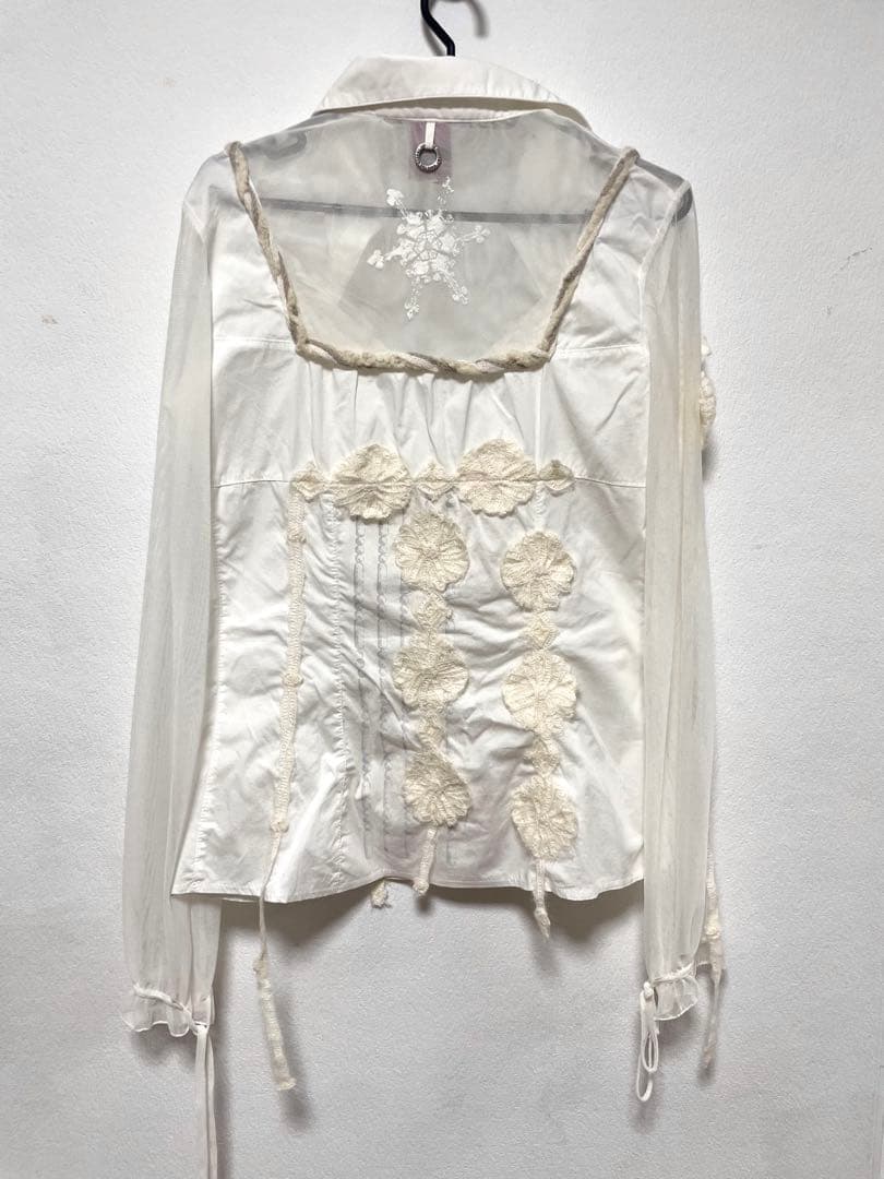 SAVE THE QUEEN 平成ギャルy2k レース長袖シャツ　白いカットソー